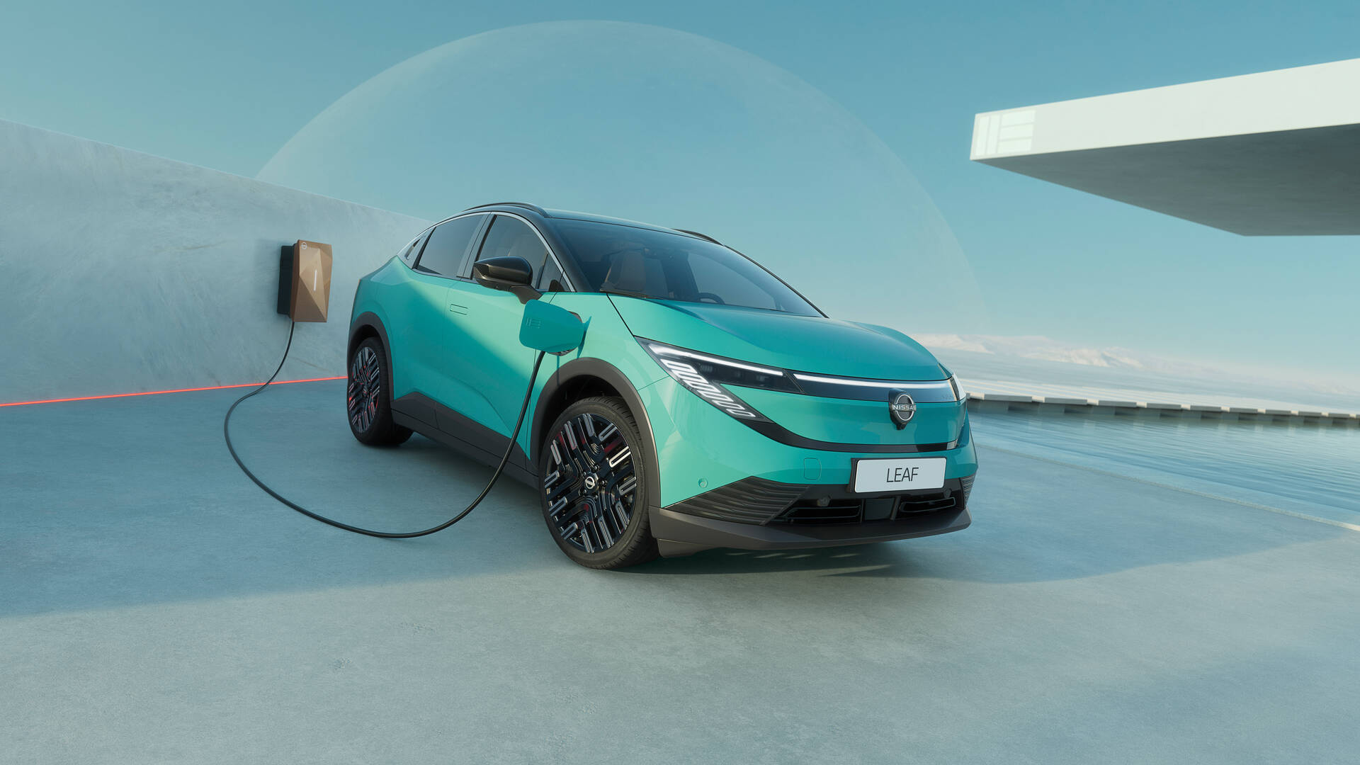 tirkīzs nissan leaf elektroauto